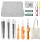 148 Pcs Needle Felting Kit 8 x 10 Inch Felting Pad Mat with Needles Finger Guards Wooden Handle Scissor Bag for Beginner Professional DIY